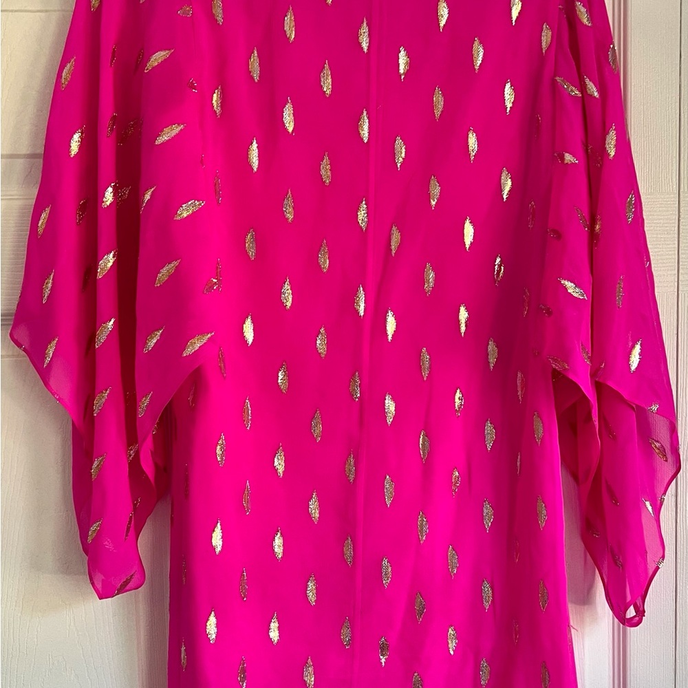 Lilly Pulitzer Vibrant Pink Kaftan with Gold Accents